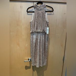 Eliza J Sequins Mock Neck Cocktail Dress